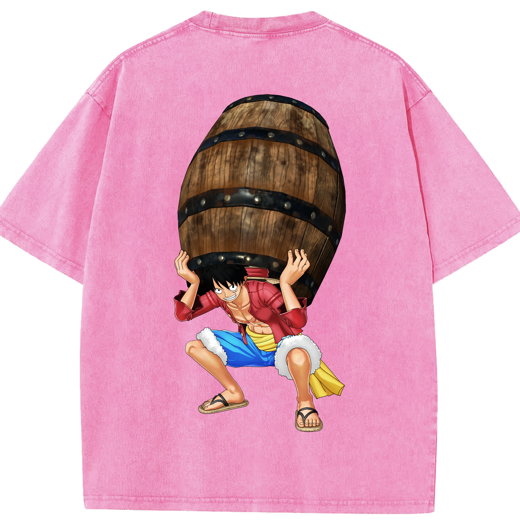 ワンピース モンキー・D・ルフィ ONE PIECE Monkey D. Luffy 綿100% ヴィンテージ風 半袖Tシャツ（背面プリント）
